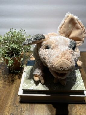 Folkmanis Grunting Pig Hand Puppet 15” Full Body Plush Toy w/ Realistic Sounds